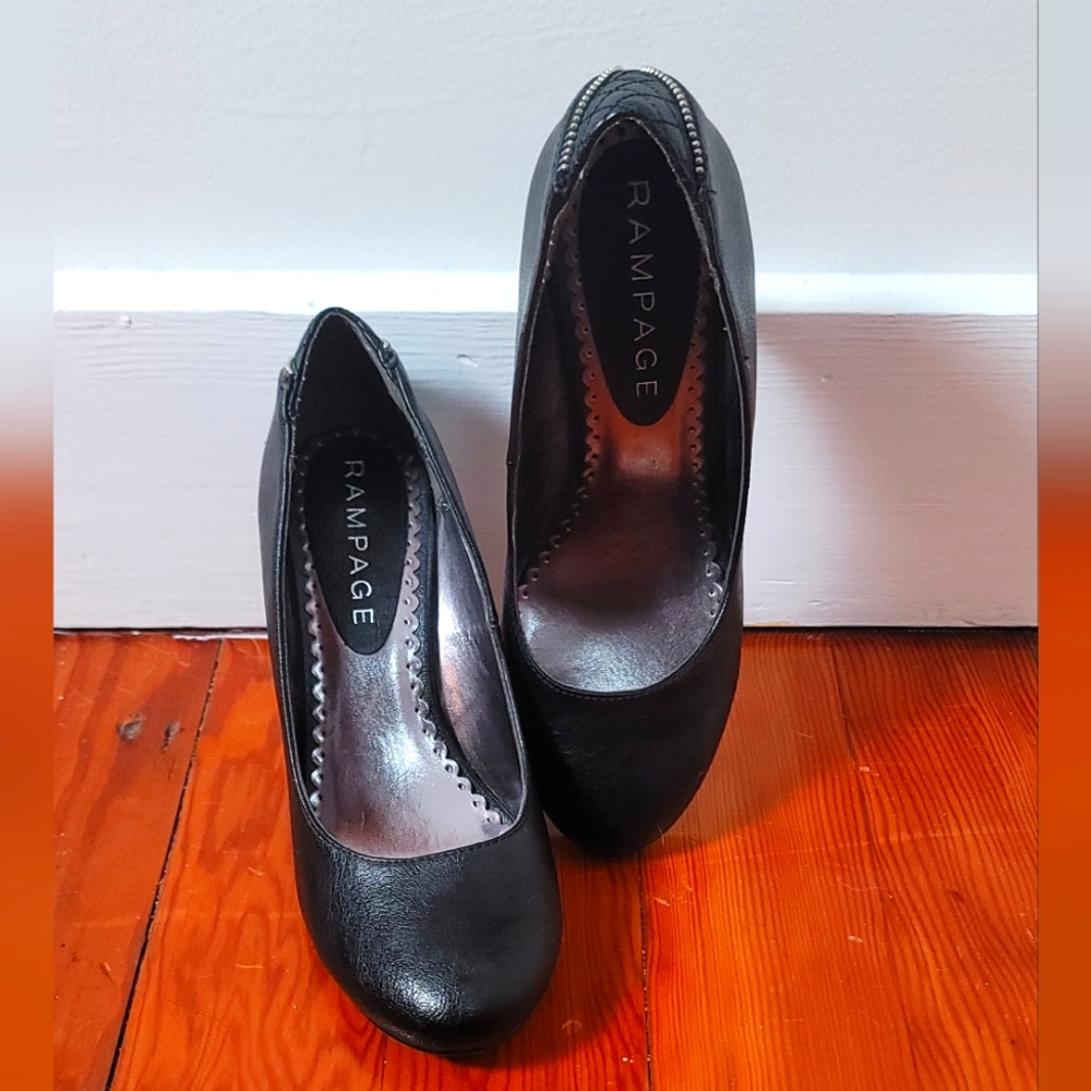 Rampage Brand Black Heels w/Zipper Detail